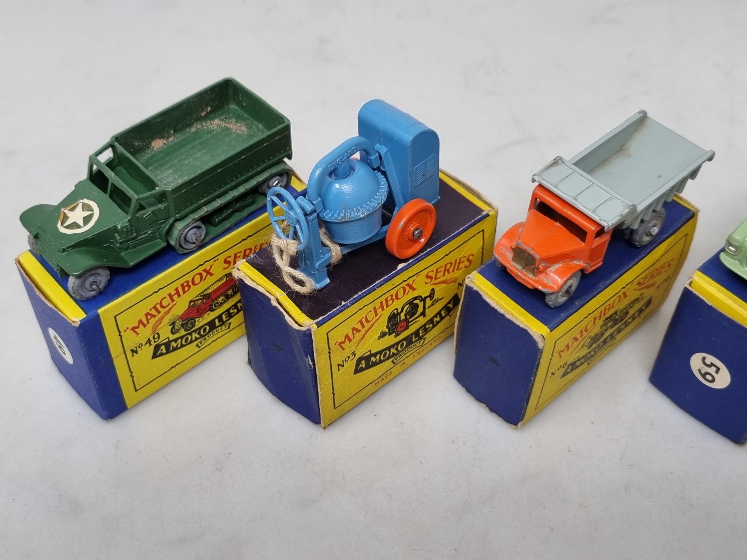 Five boxed Lesney Matchbox Models including No.6 Tipper Lorry, No.3 Cement Mixer, No.16 Trailer, - Image 2 of 3