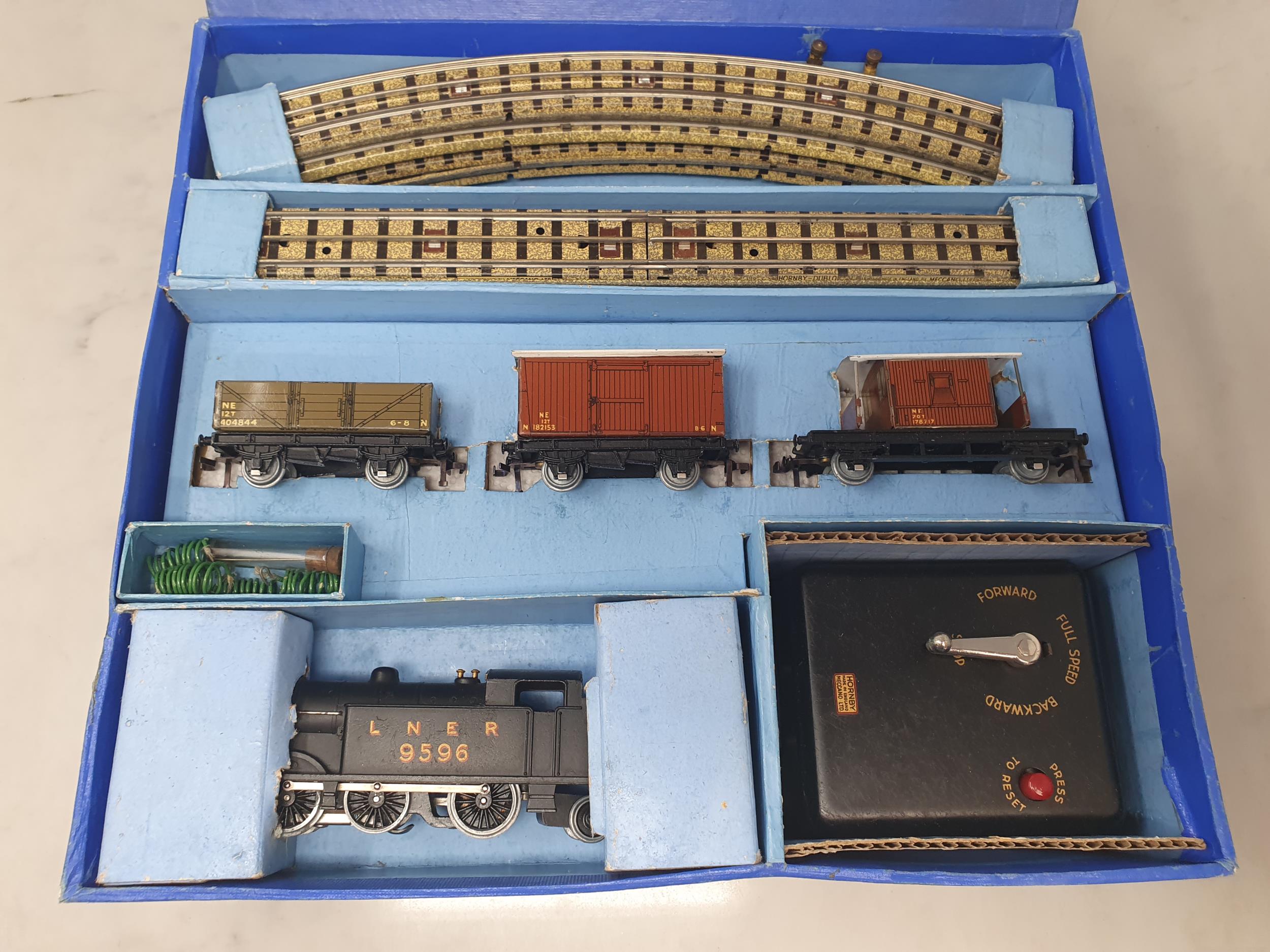 A boxed Hornby Dublo EDG7 Royal Scot LNER Goods Set, locomotive and wagons in mint condition, - Image 3 of 8