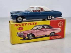 A boxed Dinky Toys No.137 dark blue Plymouth Fury Convertible, Nr M-M, box Ex