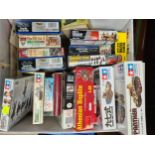 A quantity of plastic Kits and Military Figures including Tamiya 1:35 scale Panther Tank, Japanese