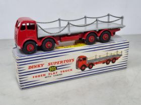 A boxed Dinky Toys No.905 red and grey Foden Flat Truck with chains, Nr M-M, box superb