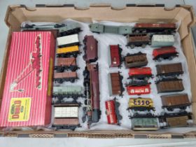 Hornby Dublo, over 25 2 and 3-rail Wagons including buff 'Esso' Tank, 2x LMS Cattle Truck,