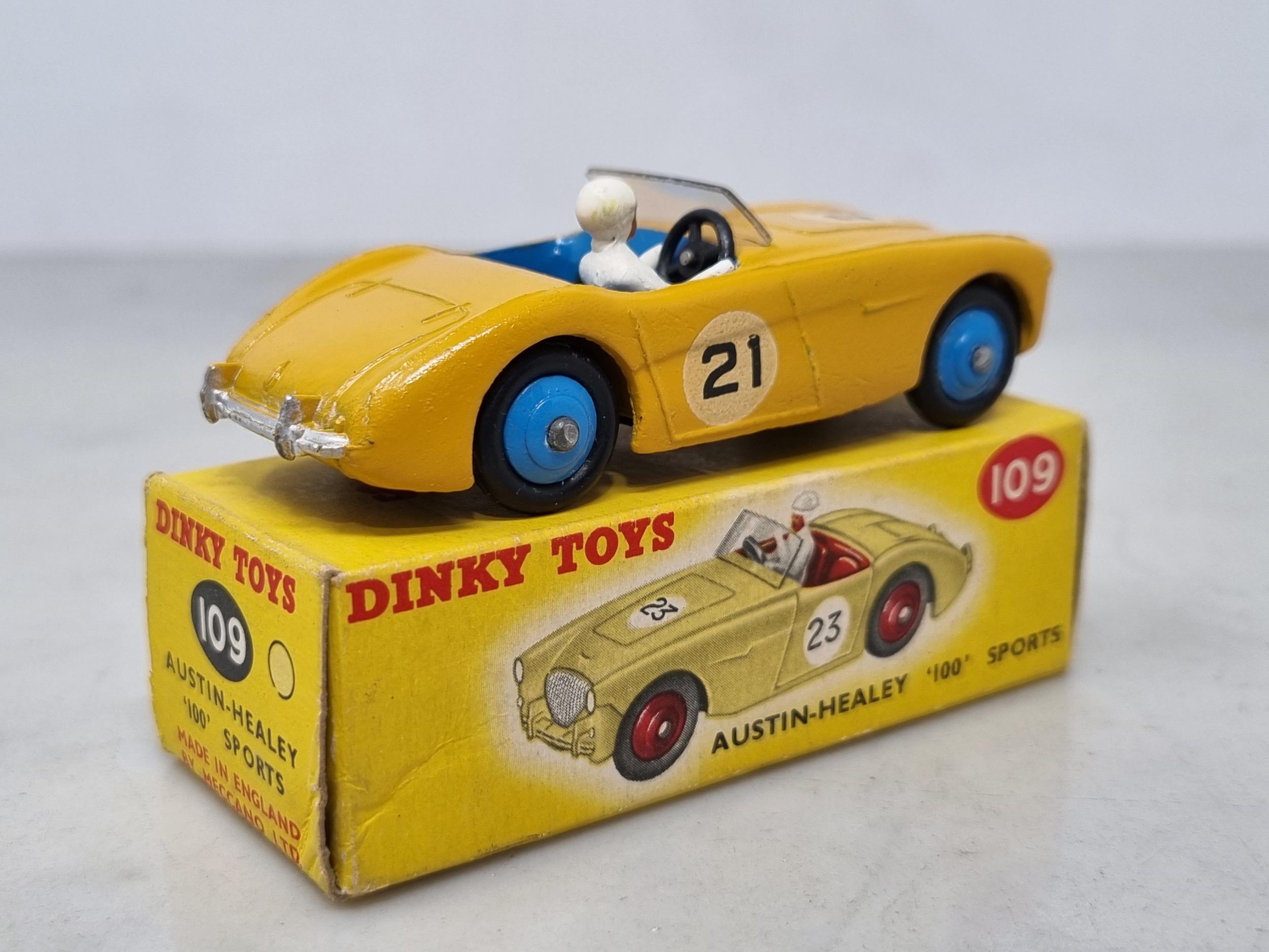 A boxed Dinky Toys No.109 yellow Austin-Healey 100 Sports, Nr M-M, box superb - Image 3 of 3