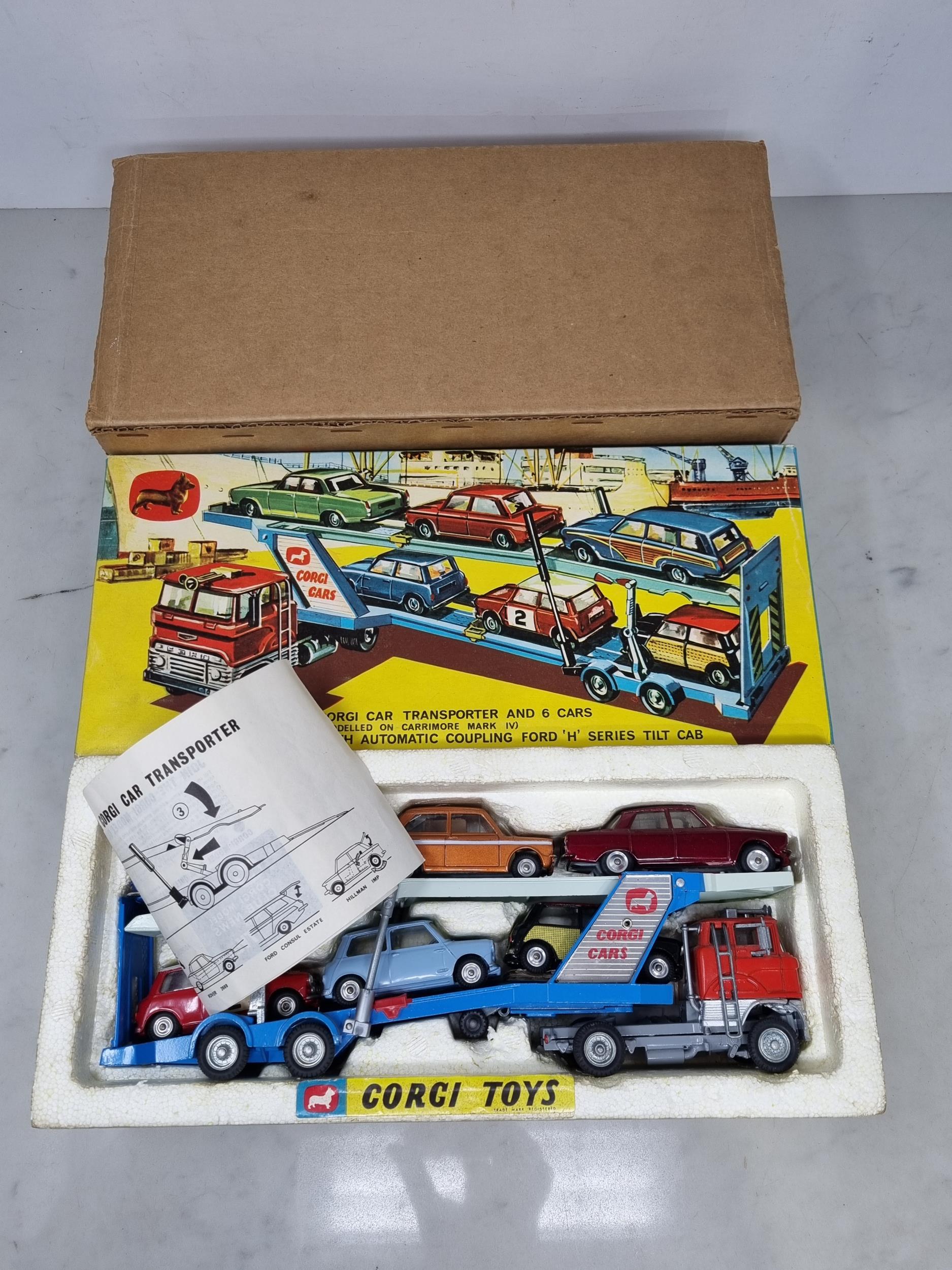 A boxed Corgi Toys Gift Set No.41 rare Mail Order Car Transporter and six cars , super example