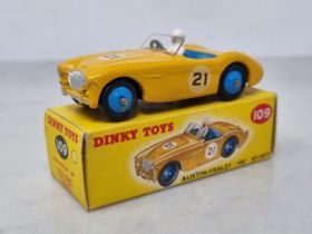 A boxed Dinky Toys No.109 yellow Austin-Healey 100 Sports, Nr M-M, box superb
