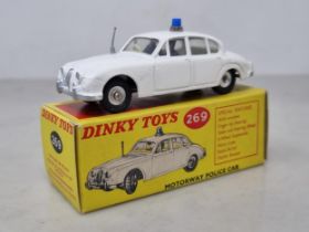 A boxed Dinky Toys No.269 Motorway Police Car (slight roughness in the paint on the sides), VG-Ex,