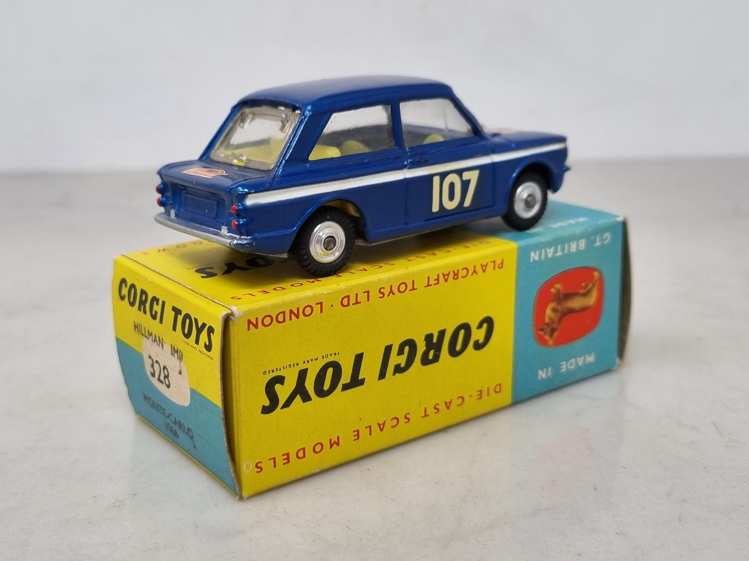 A boxed Corgi Toys No.328 Hillman Imp Monte-Carlo Rally Car, Nr M, slight loss of boot transfer, box - Image 3 of 3