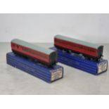 Two boxed Hornby Dublo D14 Suburban Coaches, 1/2nd and brake/3rd in mint condition, exceptionally