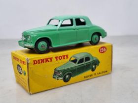 A boxed Dinky Toys No.156 two-tone green Rover 75 Saloon, Nr M-M, box Ex
