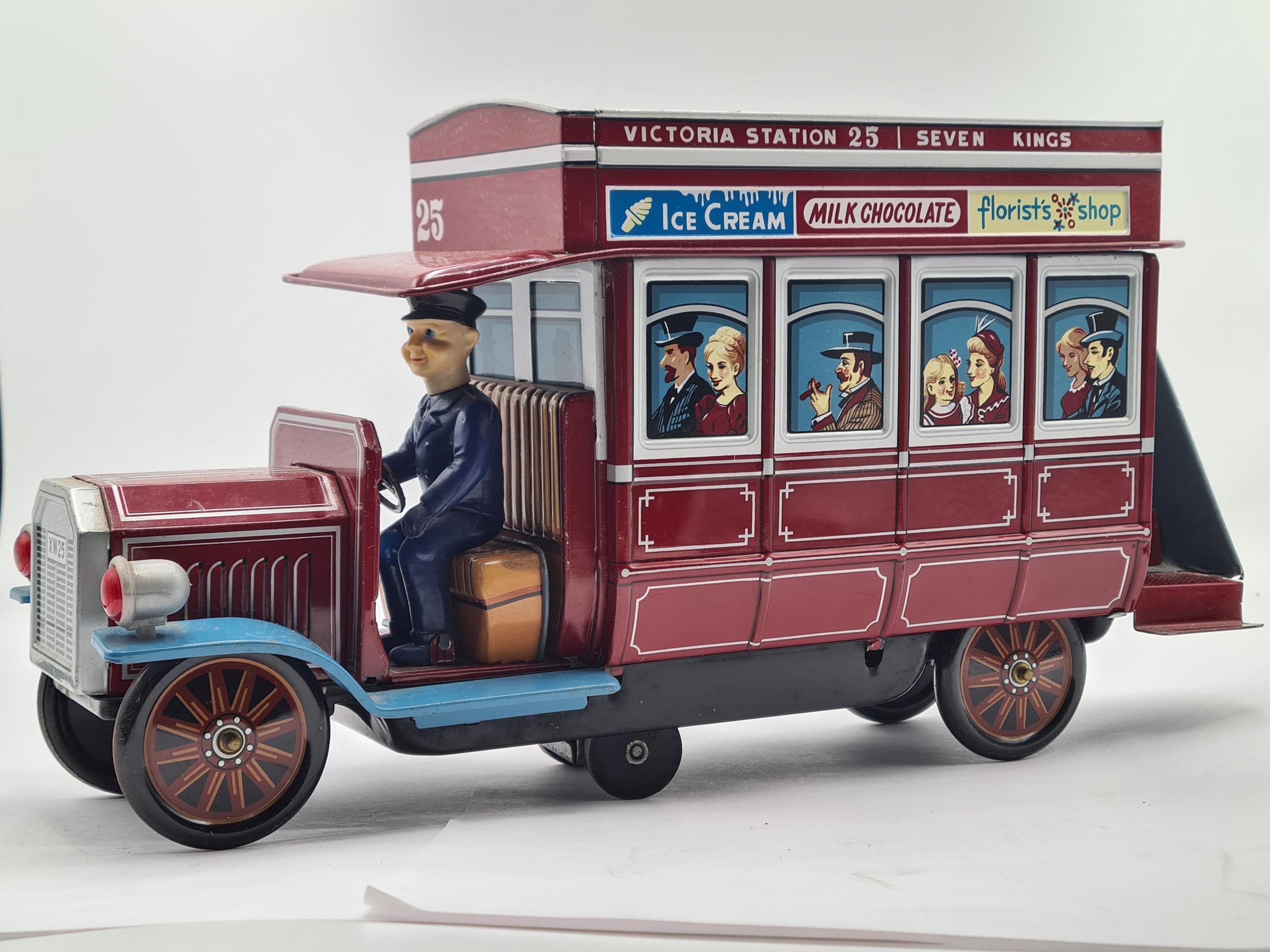 A battery operated tinplate Bus