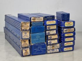 Twenty four boxes of Hornby Dublo 3-rail Track all in near mint condition comprising 1x EODPL (
