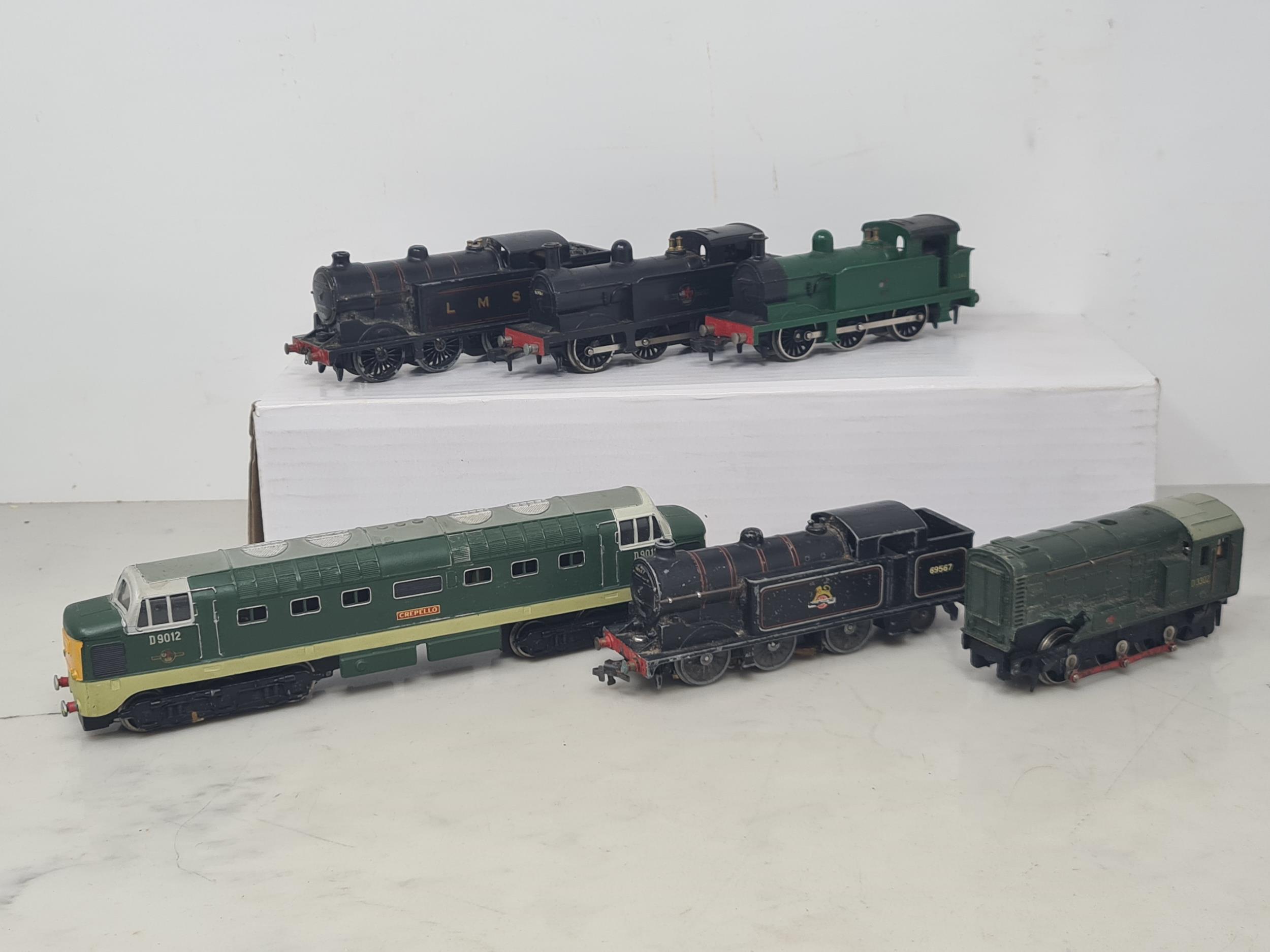 Two unboxed Hornby Dublo 2-rail 0-6-0T Locomotives, an unboxed 2-rail 'Crepello' (one bogie loose