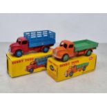 A boxed Dinky Toys No.414 green and orange Rear Tipping Wagon, VG, box Ex plus, and a boxed No.343