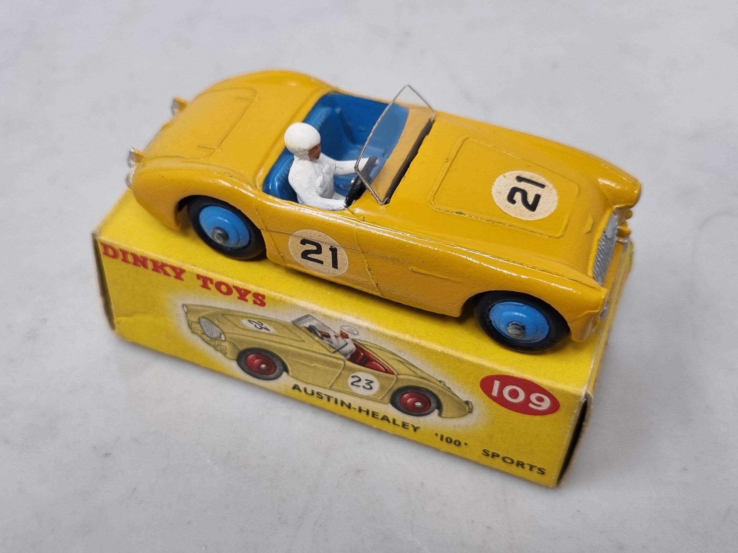 A boxed Dinky Toys No.109 yellow Austin-Healey 100 Sports, Nr M-M, box superb - Image 2 of 3