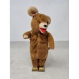 A clockwork tinplate Bear with plush fur covering 9in H