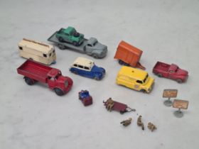 A collection of unboxed Dublo Dinky Toys including Bedford Flatbed Lorry, Pick-up Truck. Land