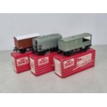 Three boxed Hornby Dublo Export Wagons; 4462 W.R. Goods Brake, 4475 Ventilated Van and 4825 Grain