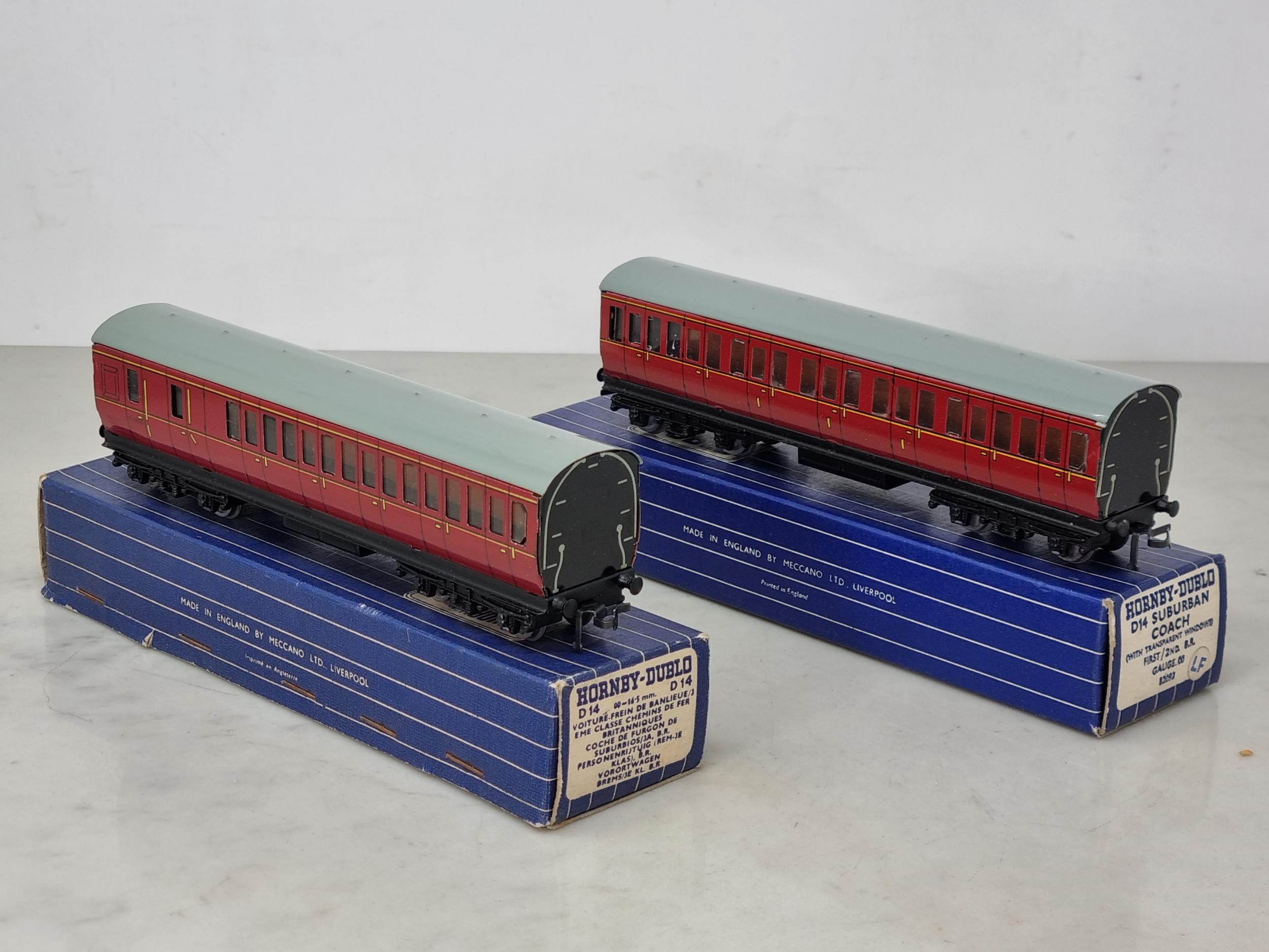 Two boxed Hornby Dublo D14 Suburban Coaches, 1/2nd and brake/3rd in mint condition, exceptionally - Image 2 of 2