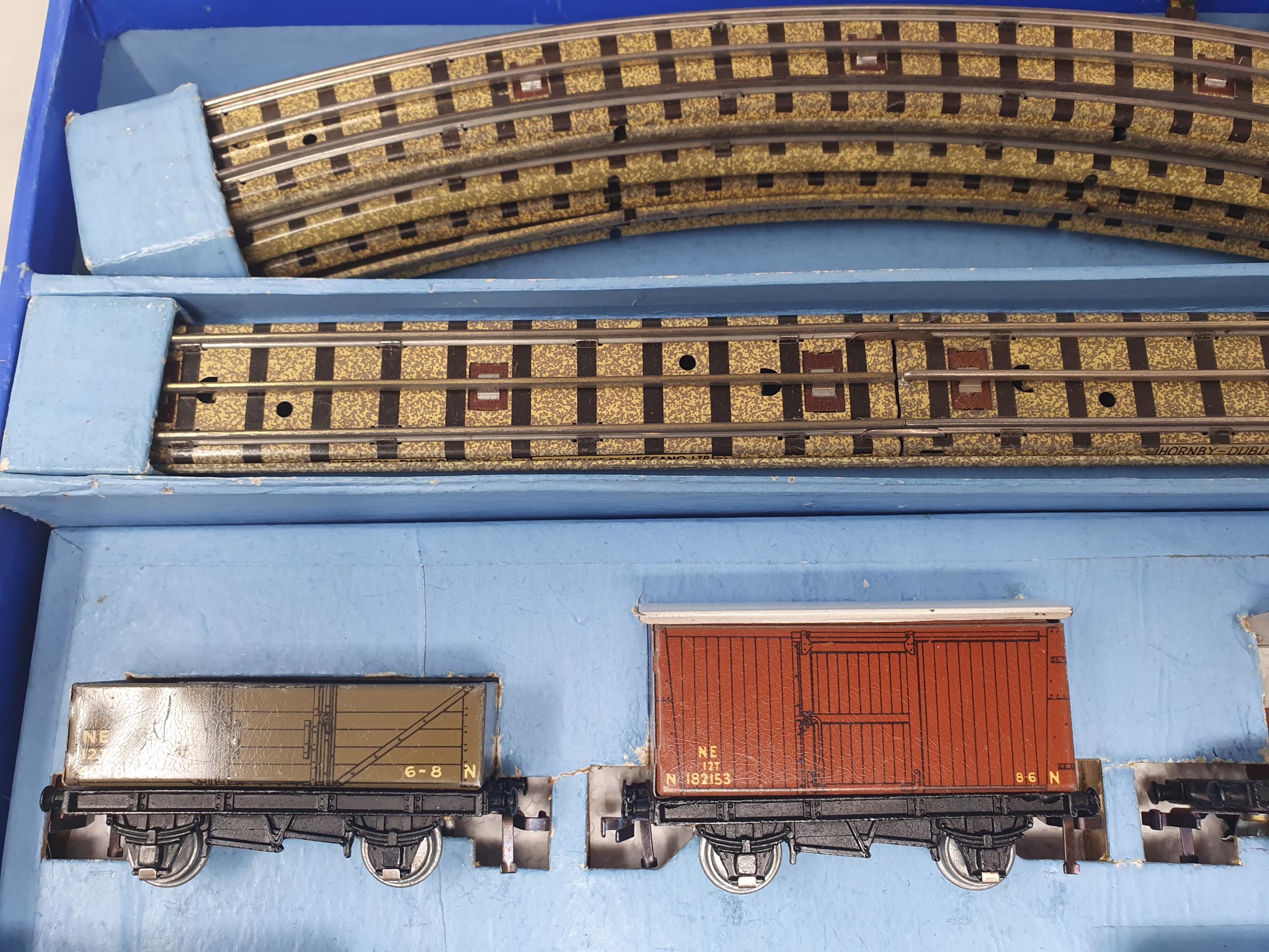 A boxed Hornby Dublo EDG7 Royal Scot LNER Goods Set, locomotive and wagons in mint condition, - Image 4 of 8