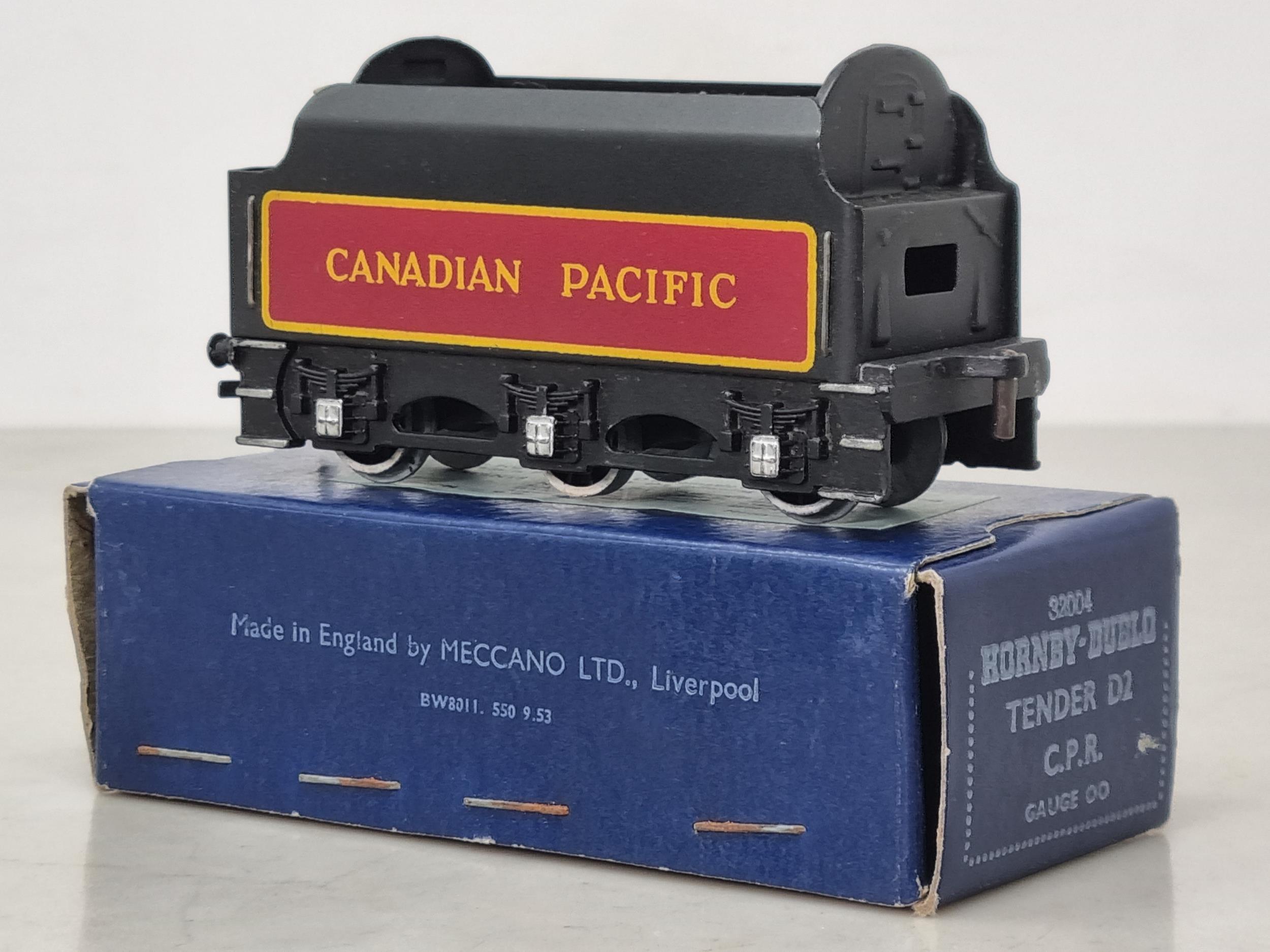 A rare boxed Hornby Dublo D2 C.P.R. Tender, almost certainly unused and in mint condition. Box in