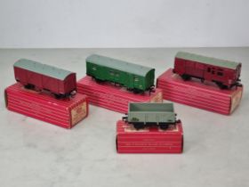 Four boxed Hornby Dublo Wagons including 4323 S.R. 4-wheel Utility Van, 4670 Standard Wagon, 4305