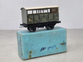 A boxed Hornby Dublo pre-war G.W.R. Cattle Truck in near mint condition, no fatigue to wheels or