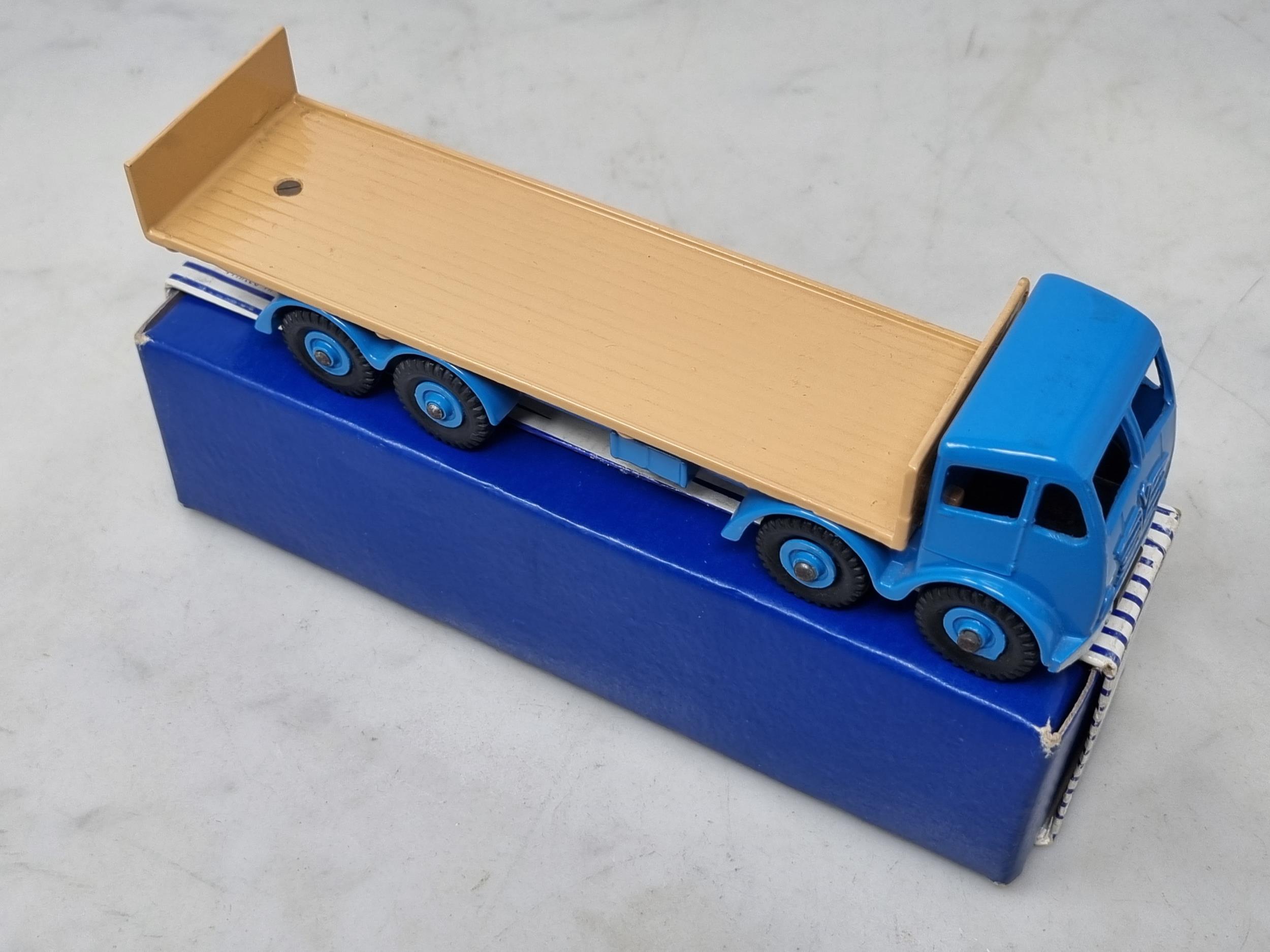 A rare boxed Dinky Toys No.903 blue and cream Foden Flat Truck with tailboard, Nr M-M, box Ex with - Image 2 of 3