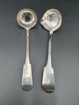 A George IV Irish silver Sauce Ladle fiddle pattern with pouring lip and engraved initial F,