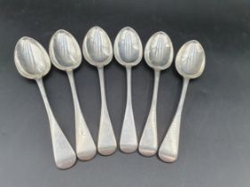 Six George III silver Dessert Spoons old english pattern, London 1798, maker: J.B & W.N, 255gms