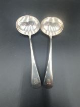 A pair of George III silver Sauce Ladles old english pattern engraved initials, London 1790,