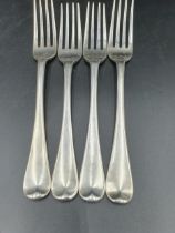 Four George III silver Dinner Forks old english pattern, London 1815, maker: Eley & Fearn, 250gms