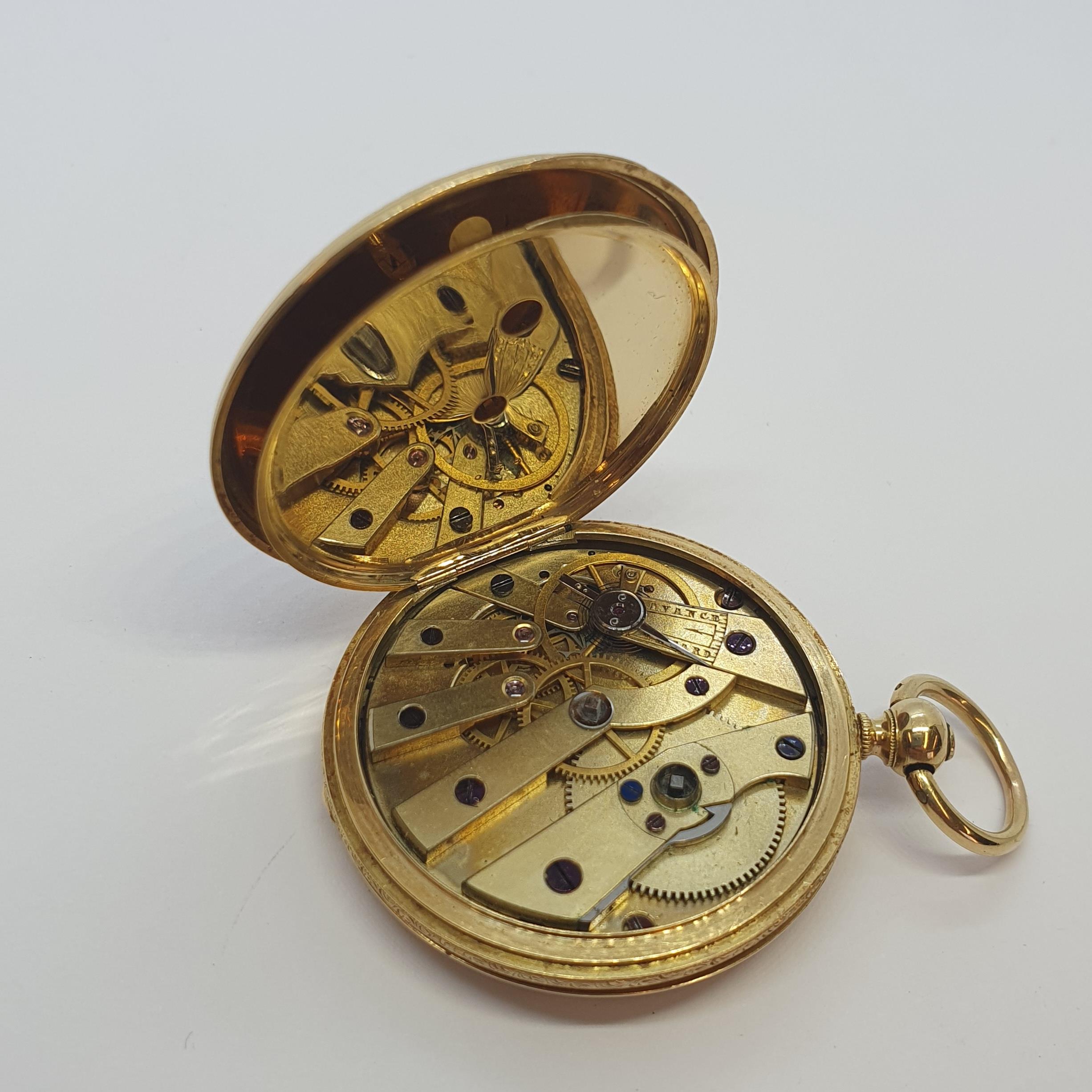 A French 19th century 18ct gold cased full Hunter Pocket Watch by Baudin Freres having white - Image 7 of 7
