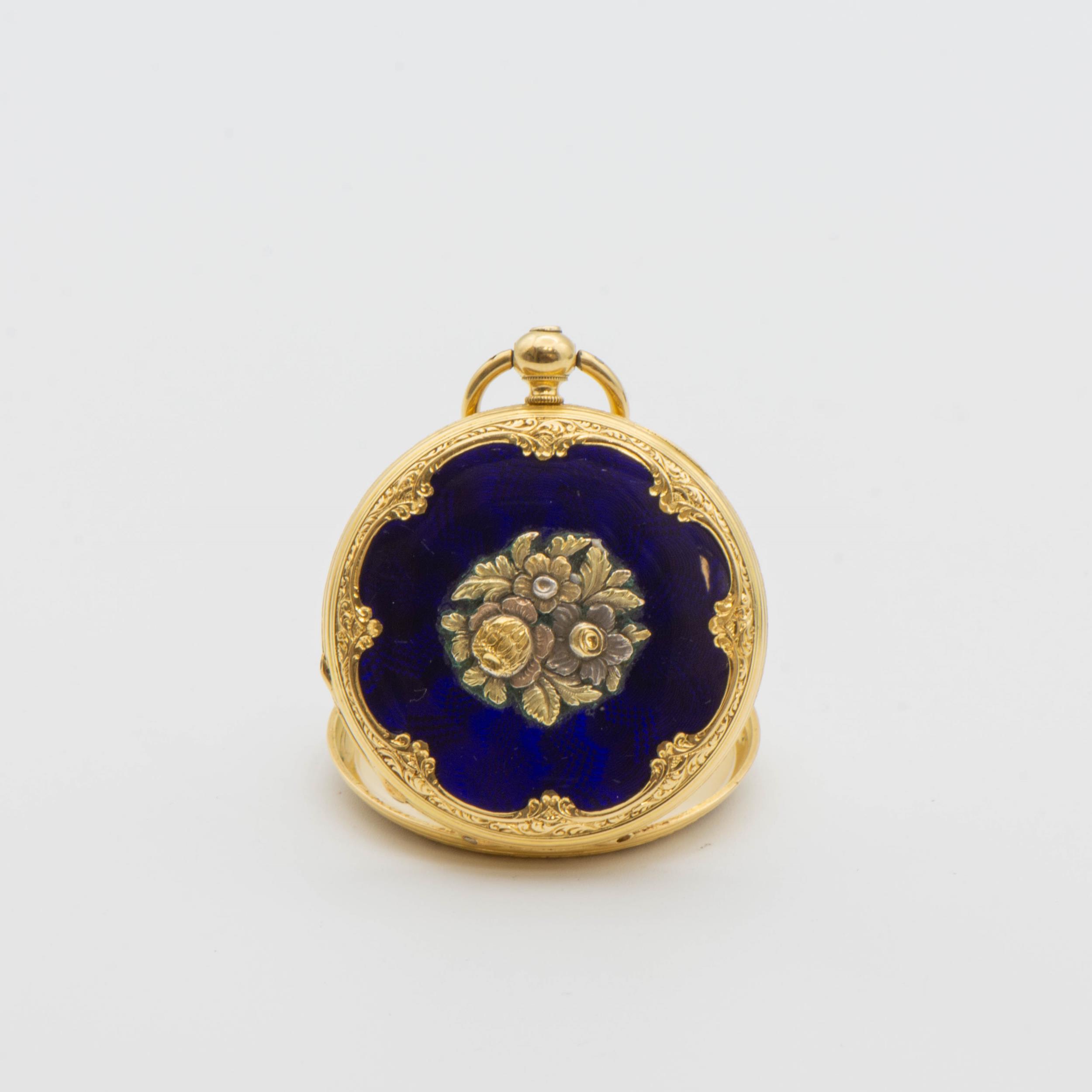 A French 19th century 18ct gold cased full Hunter Pocket Watch by Baudin Freres having white - Image 3 of 7