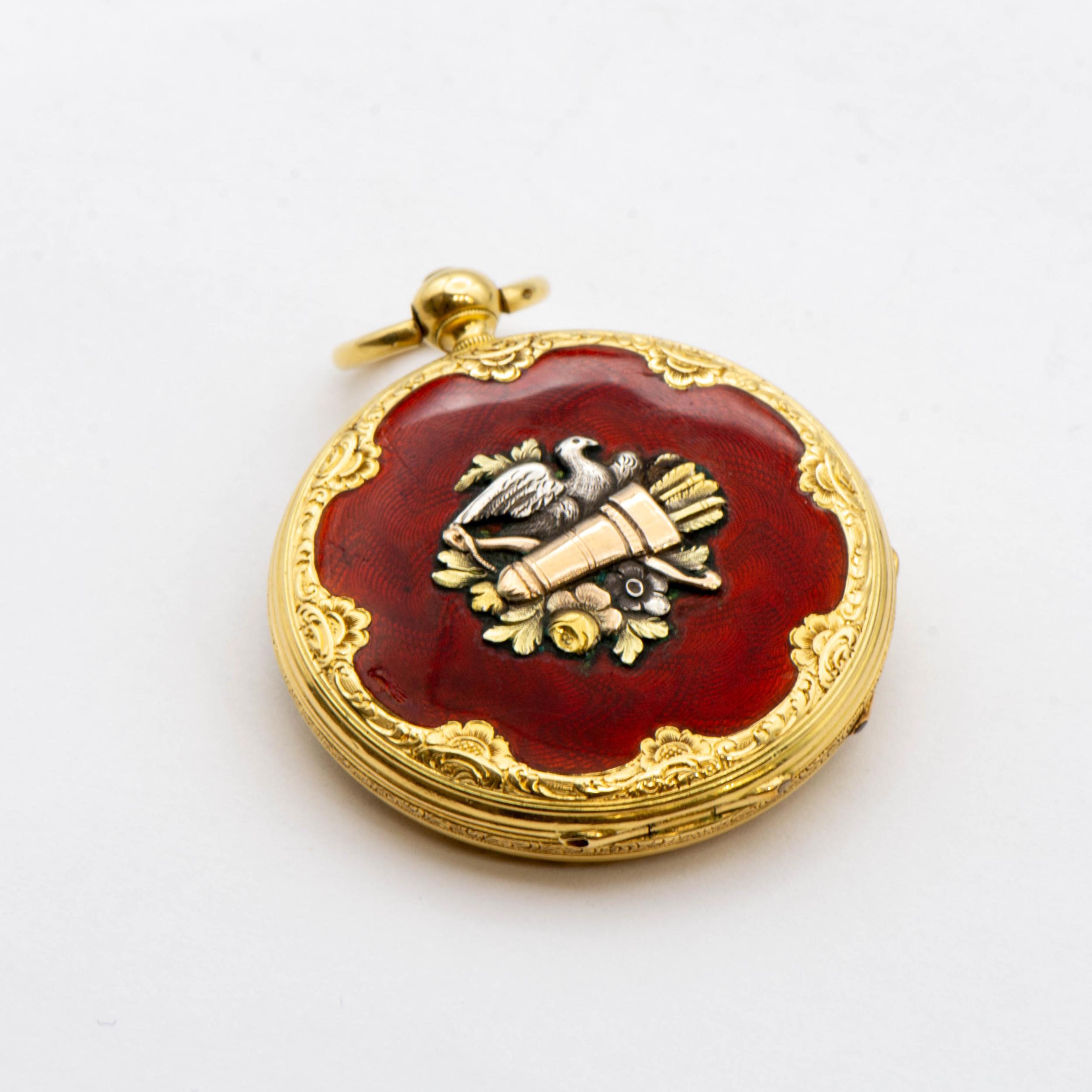 A French 19th century 18ct gold cased full Hunter Pocket Watch by Baudin Freres having white