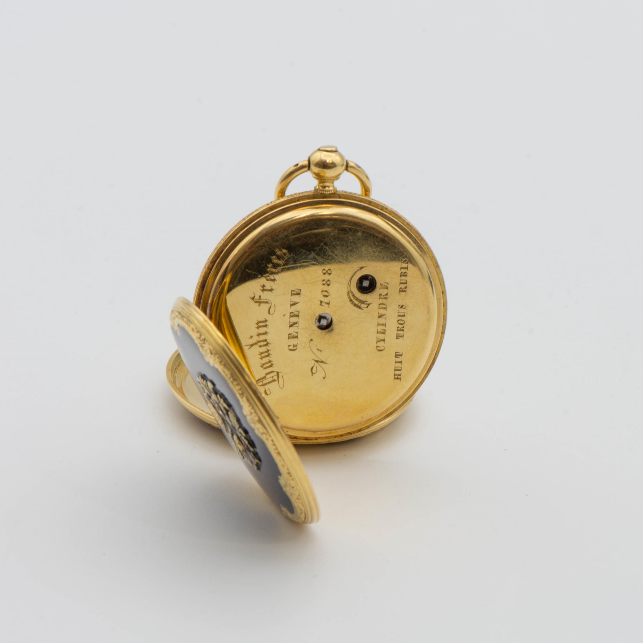 A French 19th century 18ct gold cased full Hunter Pocket Watch by Baudin Freres having white - Image 4 of 7