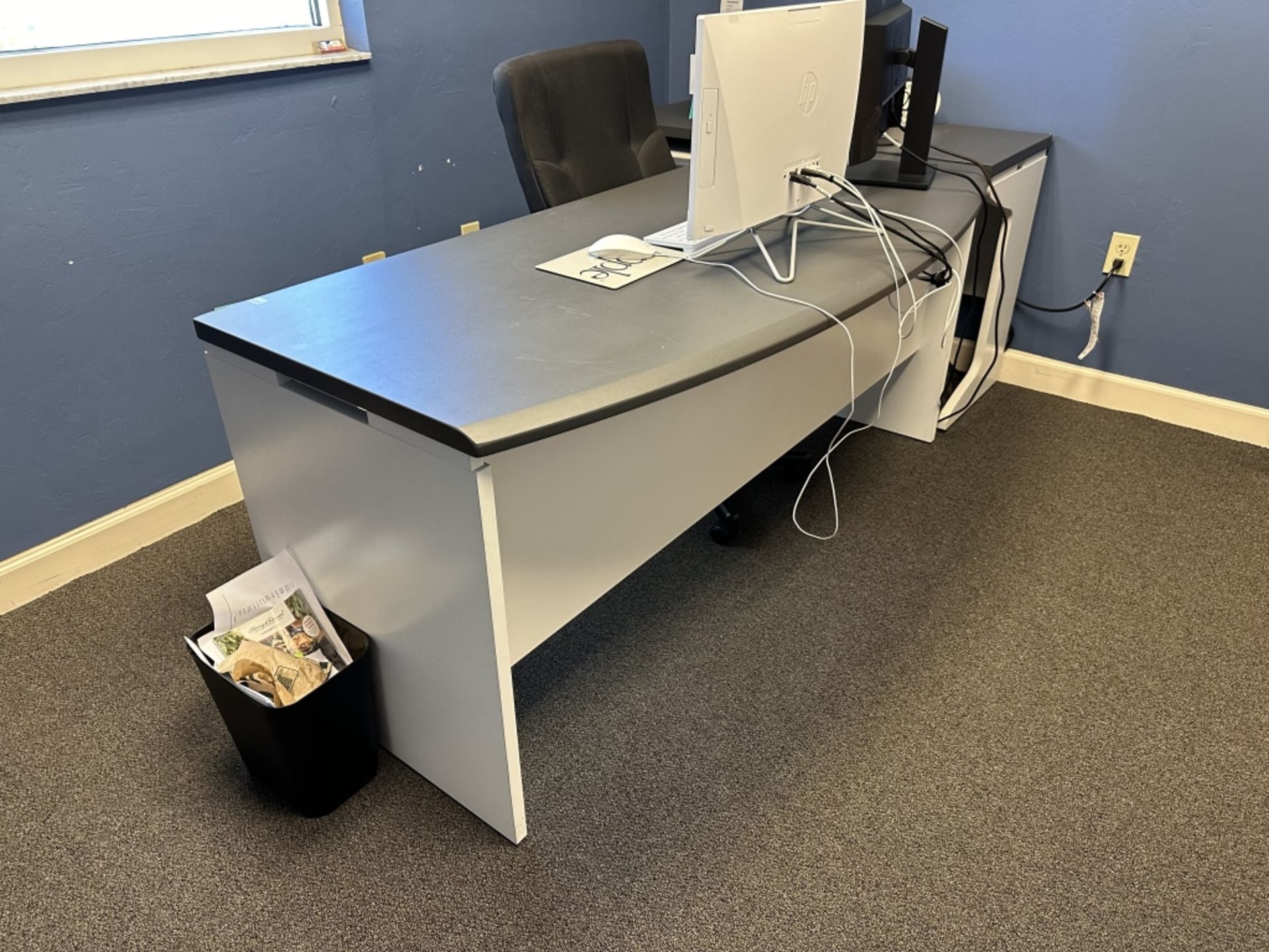 LOT CONSISTING OF L-SHAPED DESK WITH FILE CABINET