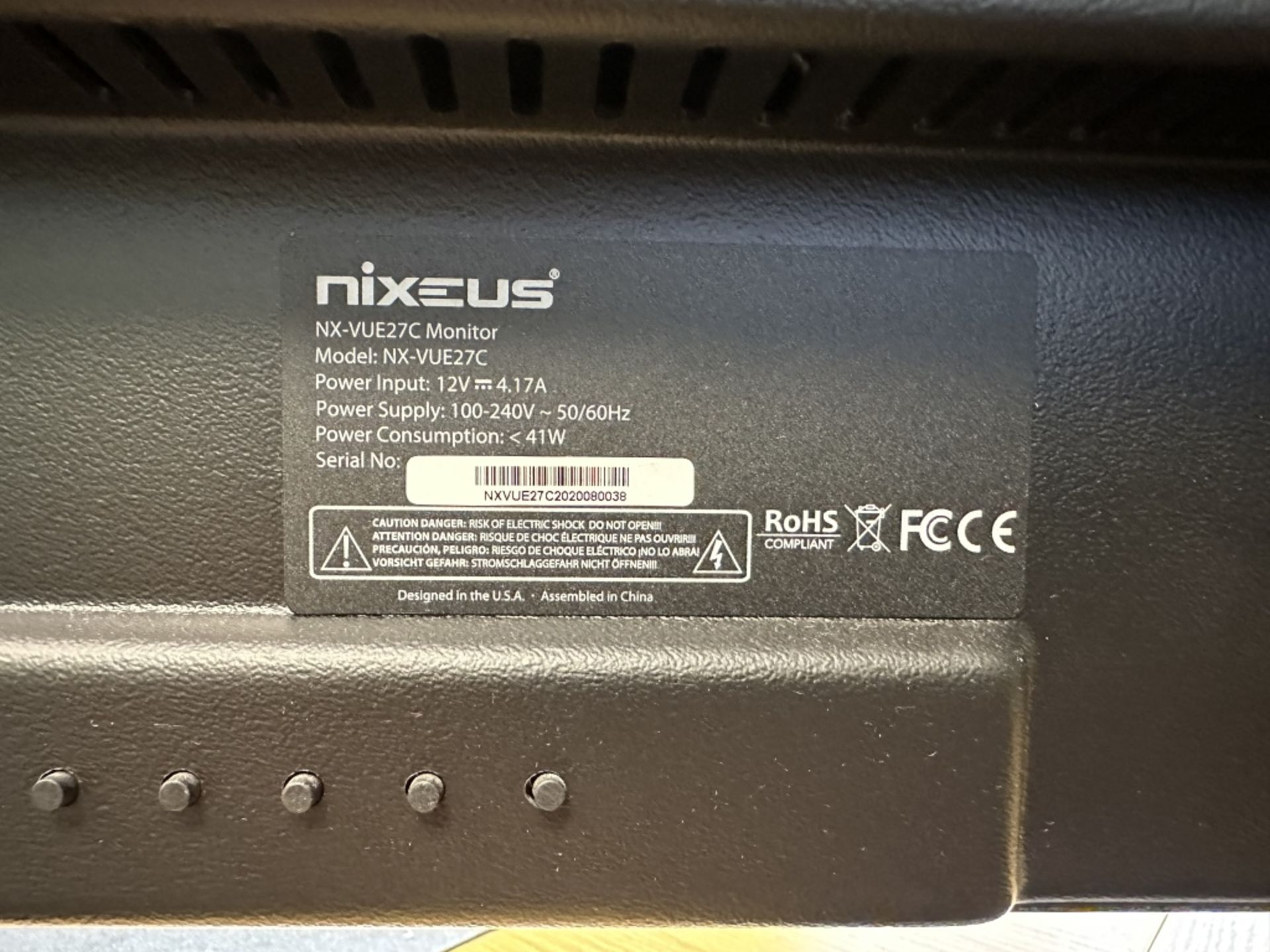NIXEUS 27" LCD MONITOR MODEL# NX-VUE27C - Image 2 of 2