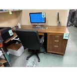 WOOD DESK WITH PULL OUT PRINTER STAND AND CHAIR