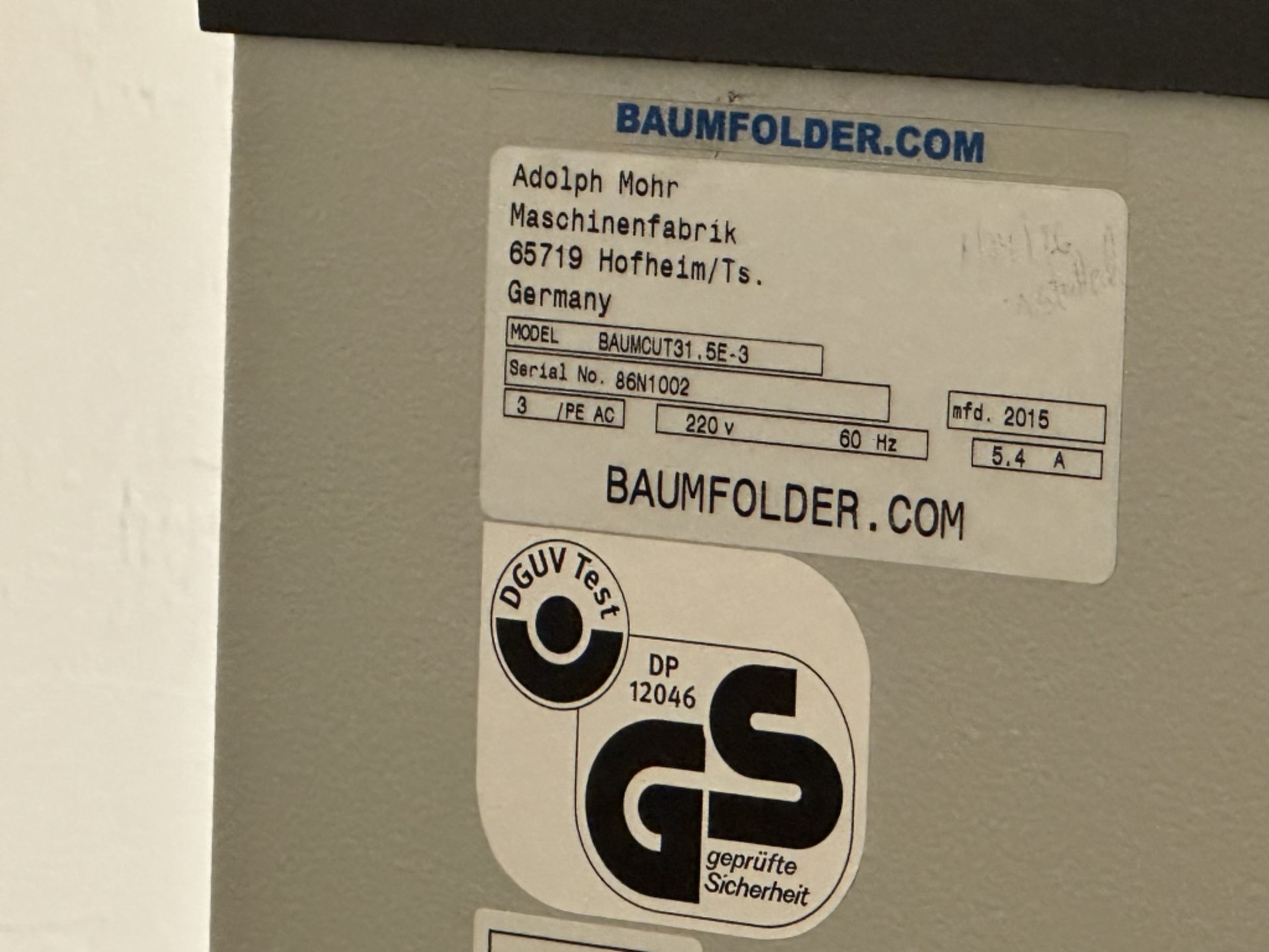 BAUM PAPER CUTTER, MODEL# BAUMCUT31.5E-3 - Image 4 of 4