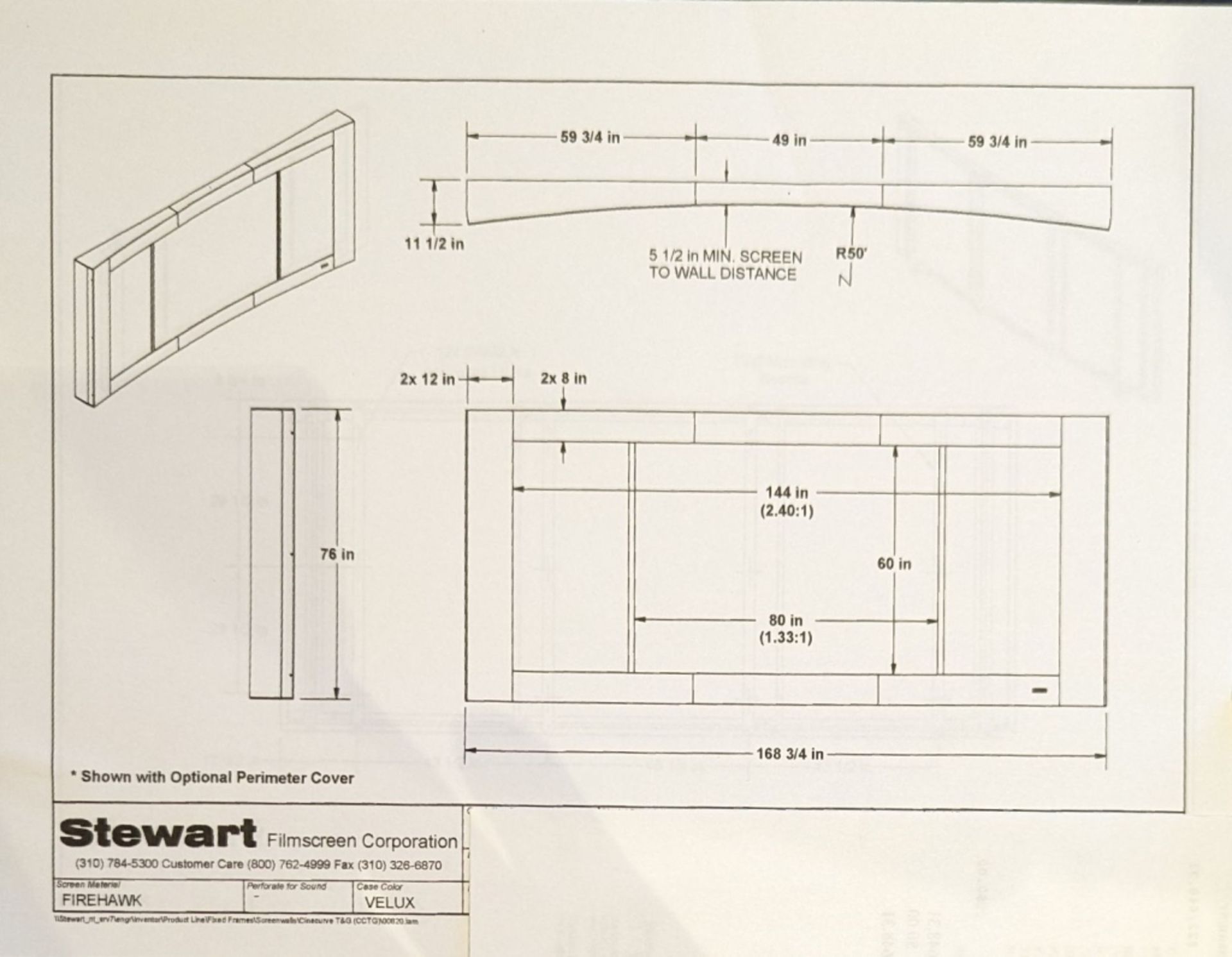 STEWART 156" CINECURVE PROJECTION SCREEN - Image 2 of 2