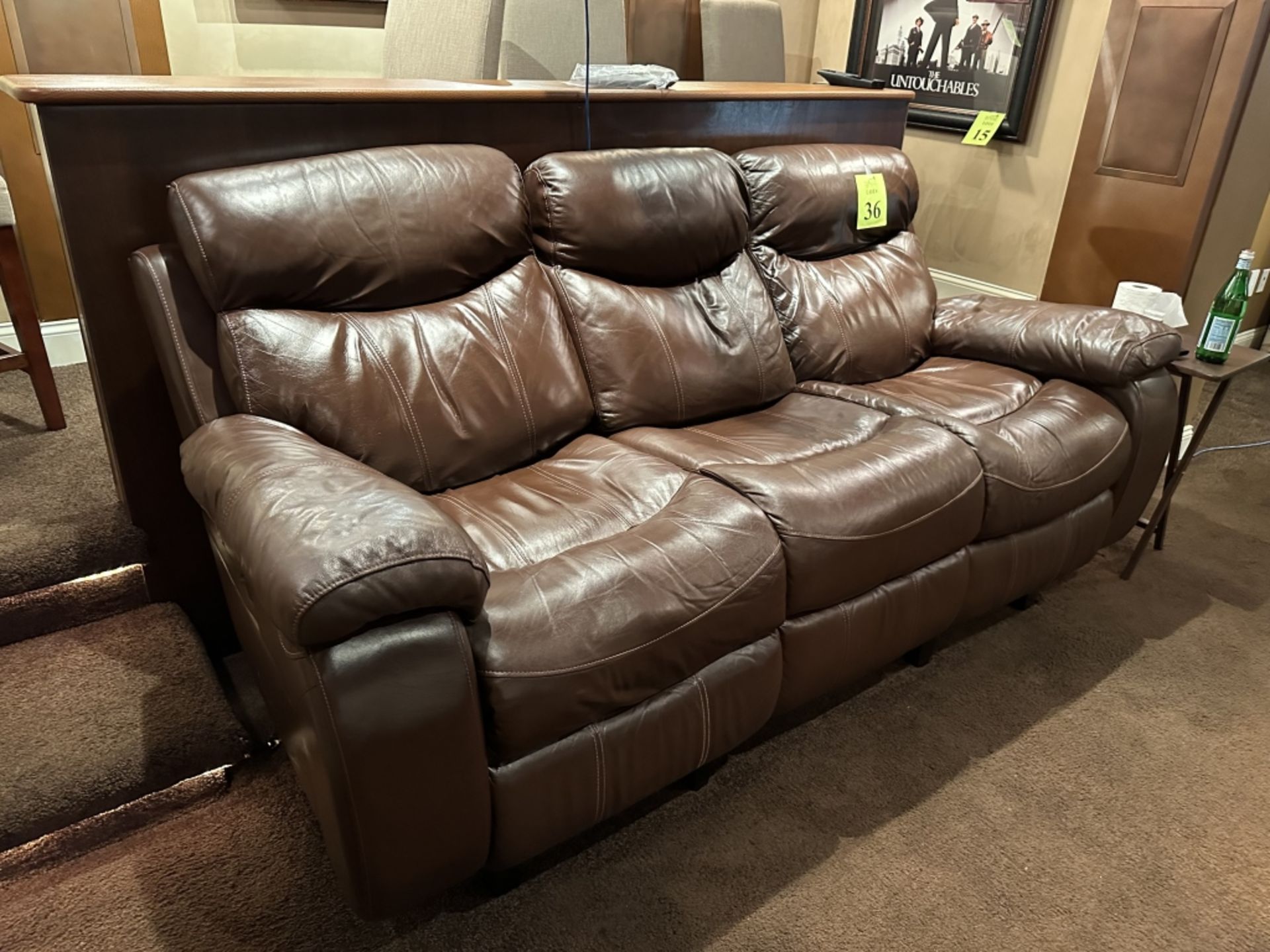 LEATHER RECLINING COUCH - ELECTRIC - Image 2 of 2