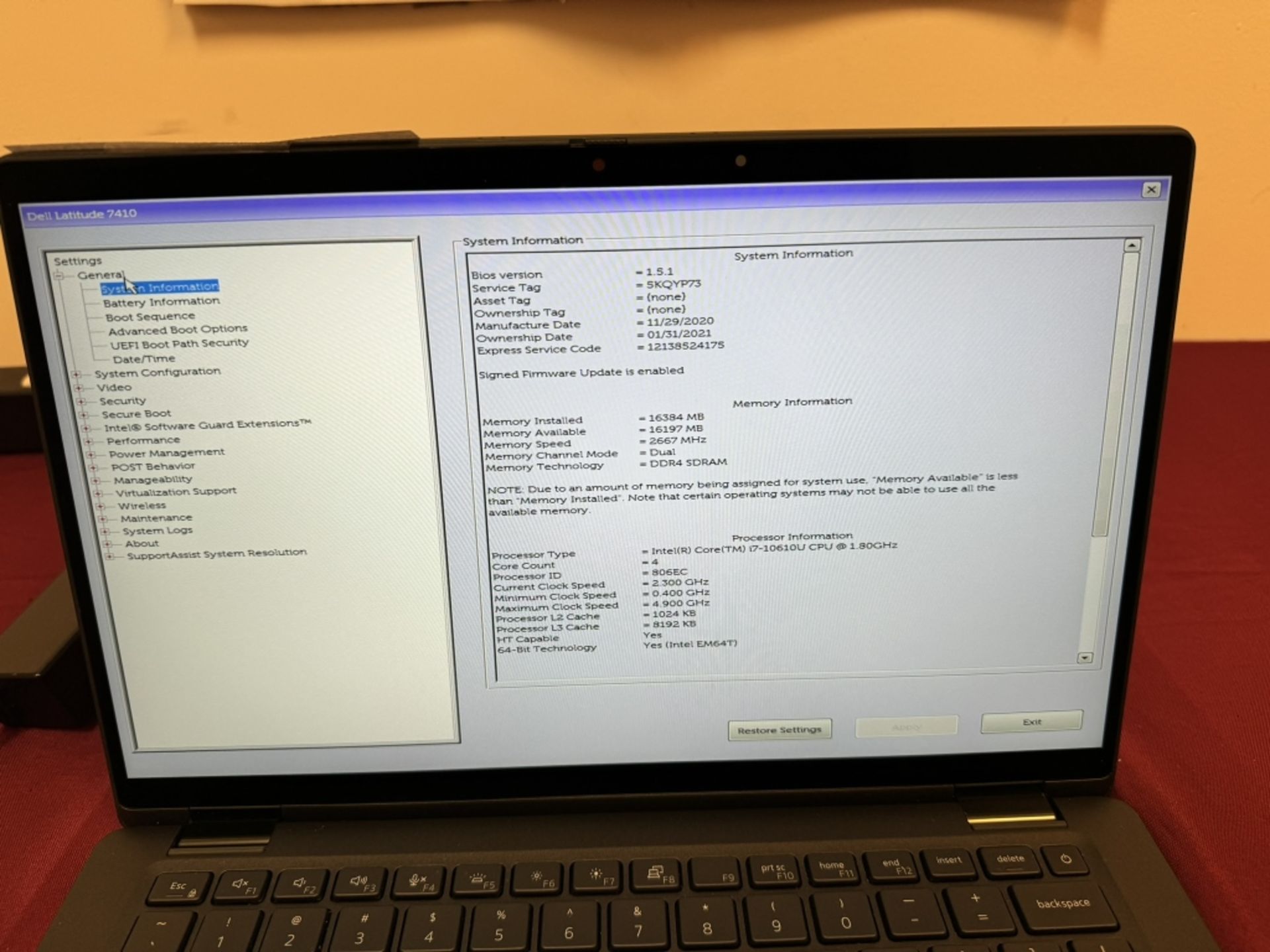 Dell Latitude 7410, i7 10th, 16GB RAM, 512GB SSD - Image 3 of 6