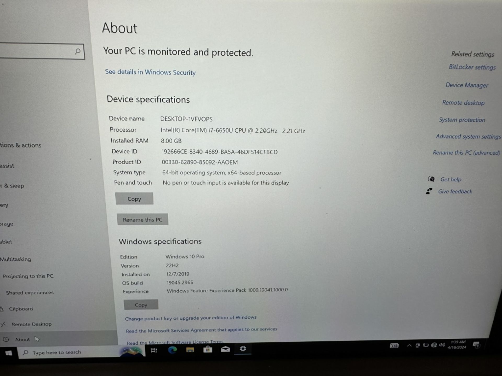 Microsoft Surface Pro 4 Corei7 8GB RAM 256GB SSD - Image 3 of 5