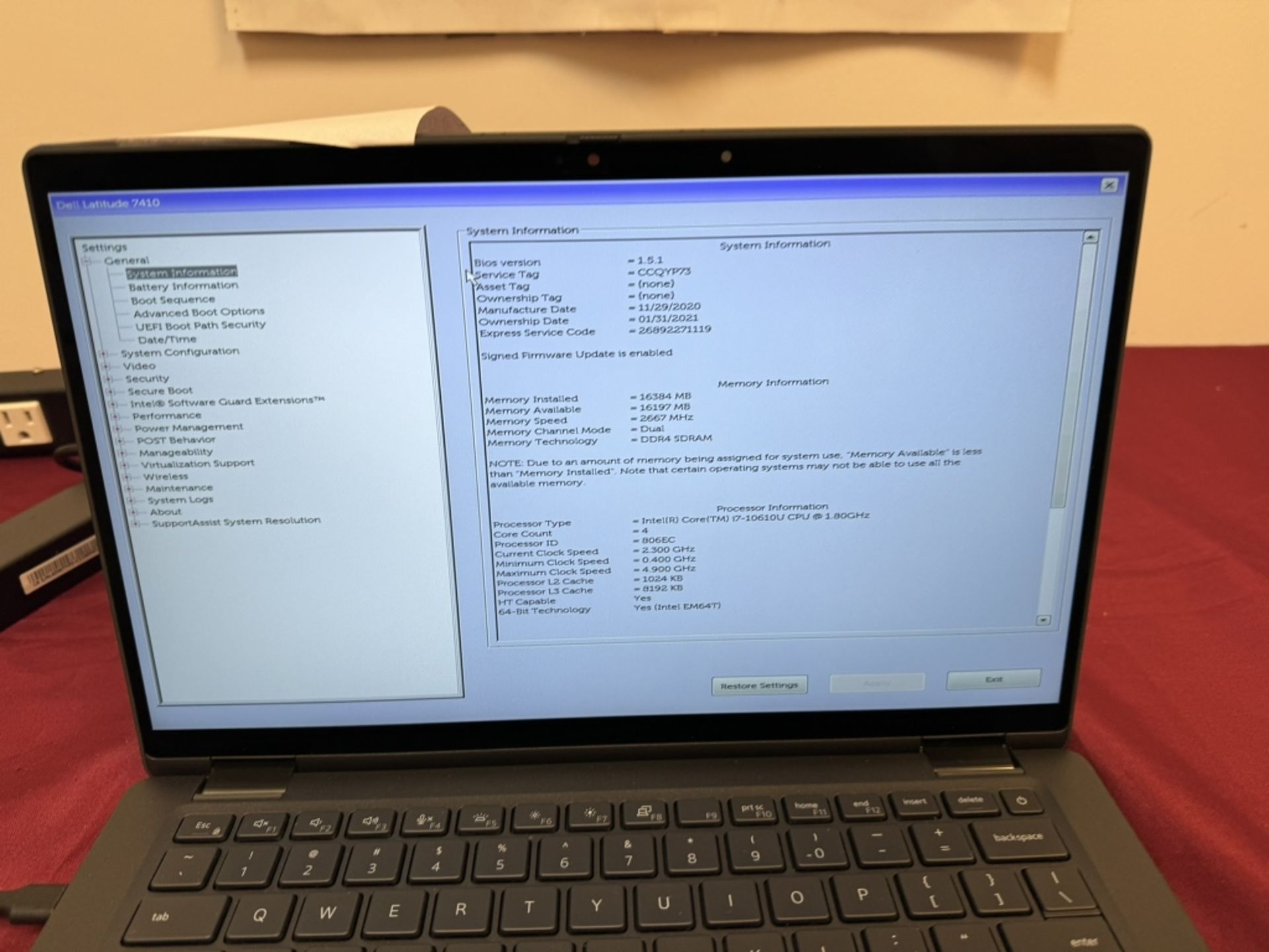 Dell Latitude 7410, i7 10th, 16GB RAM, 512GB SSD - Image 3 of 6