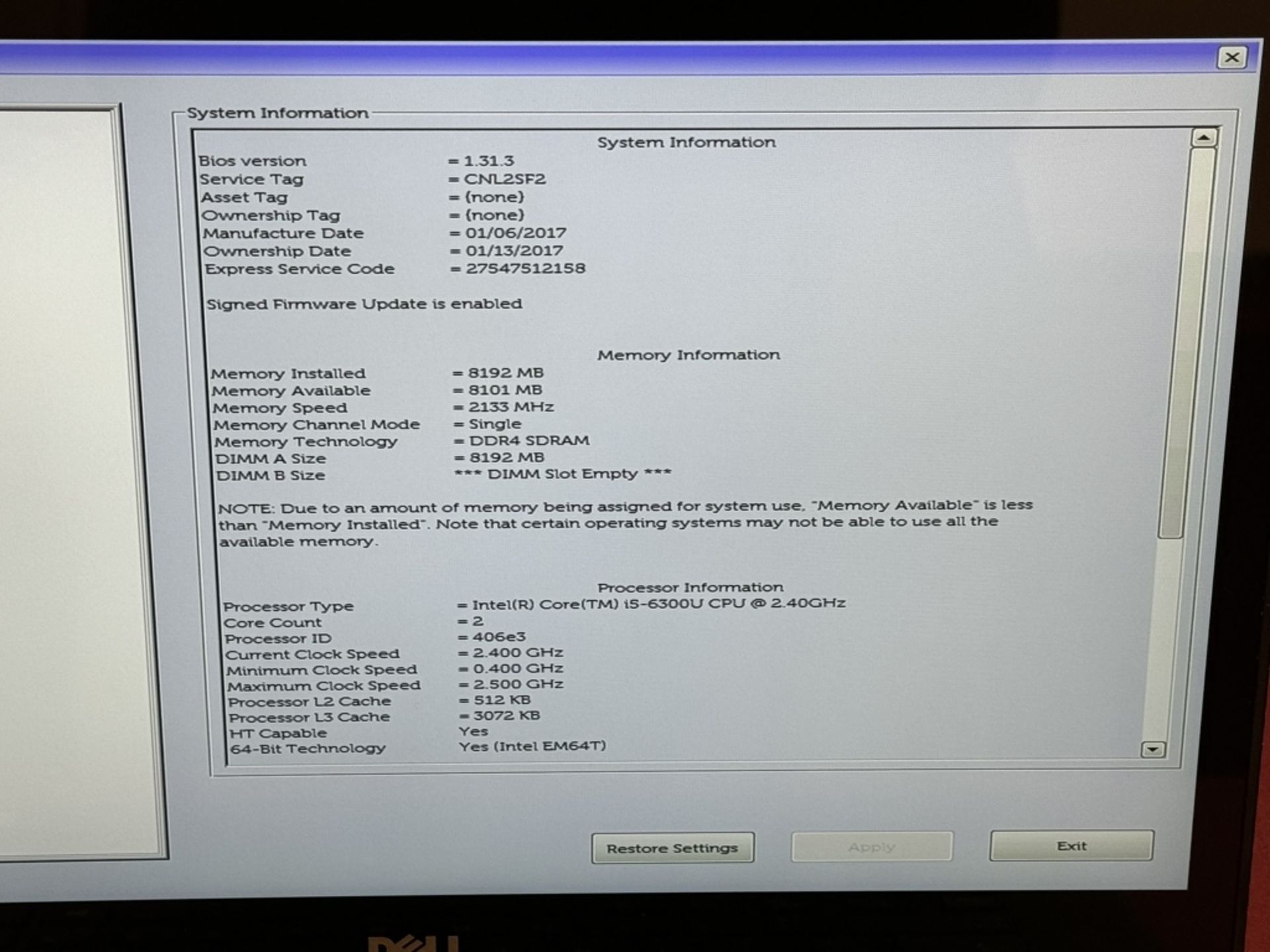 Dell Latitude E7470, Core i5-6300U 8GB Ram, 256SSD - Image 3 of 6