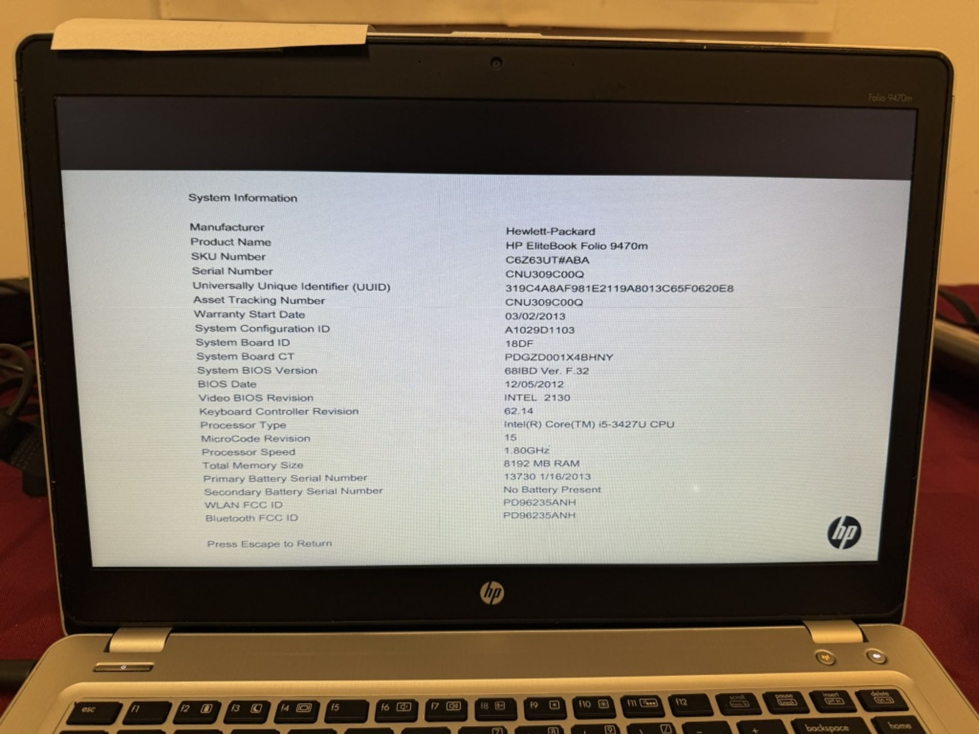 HP 8570P EliteBook Laptop Core i5 8GB 160 GB - Image 3 of 5