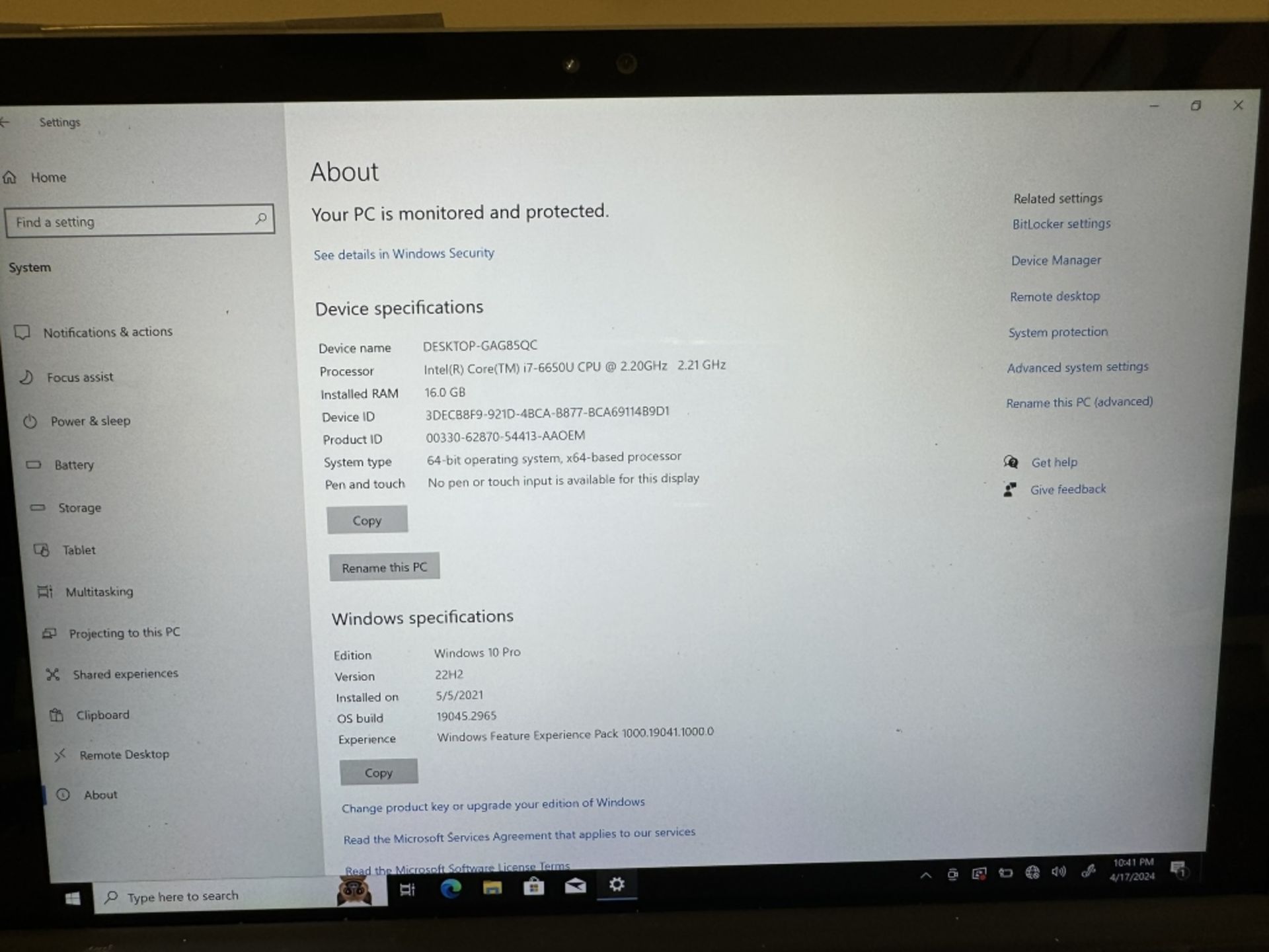 Microsoft Surface Pro 4 Corei7 16GB 256GB SSD - Image 3 of 5