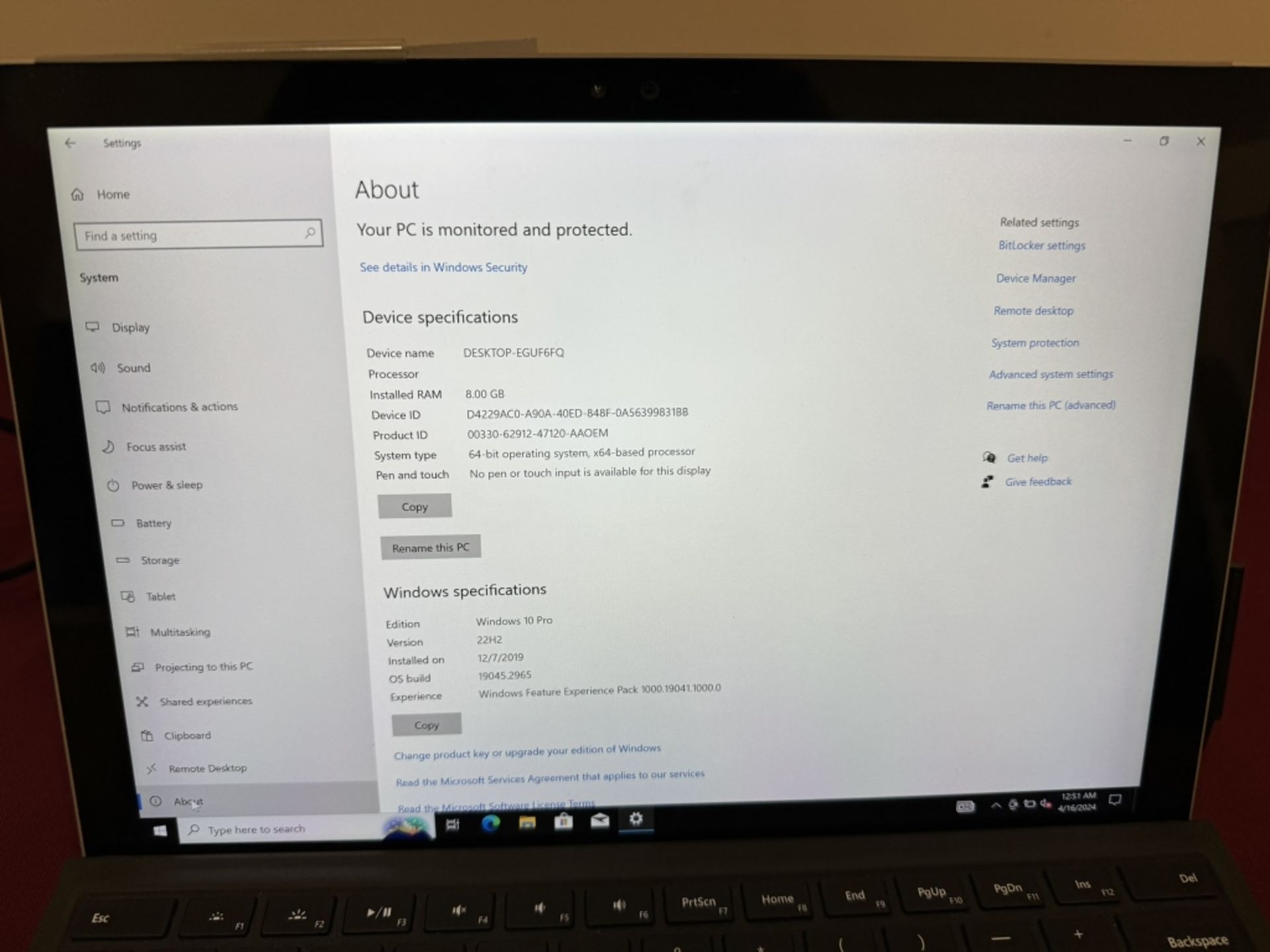 Microsoft Surface Pro 4 Corei7 8GB RAM 256GB SSD - Image 3 of 5