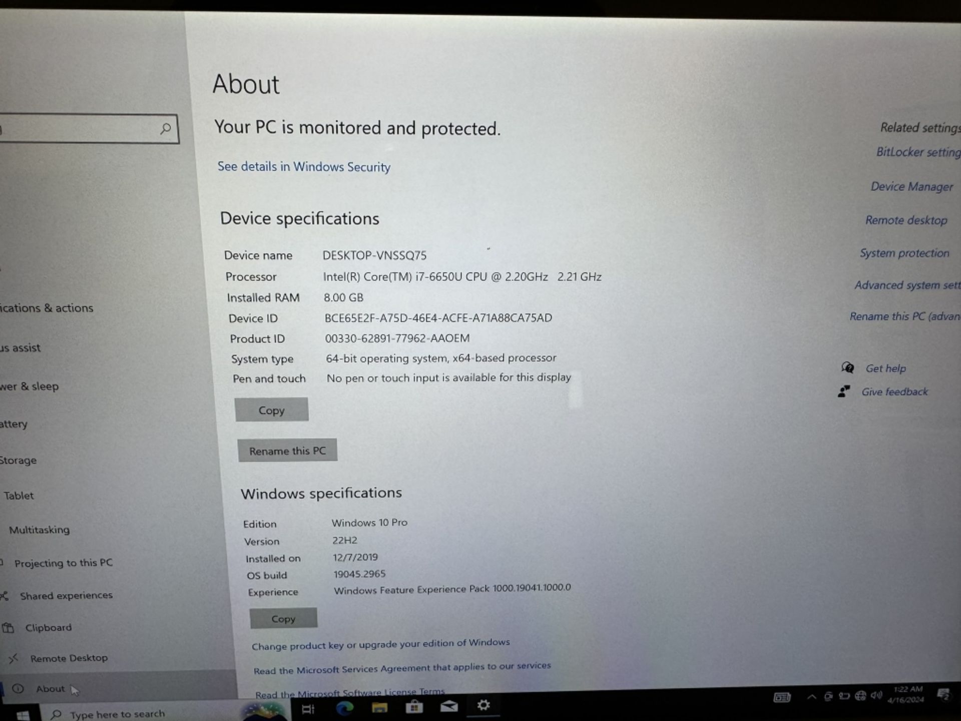 Microsoft Surface Pro 4 Corei7 8GB RAM 256GB SSD - Image 3 of 5