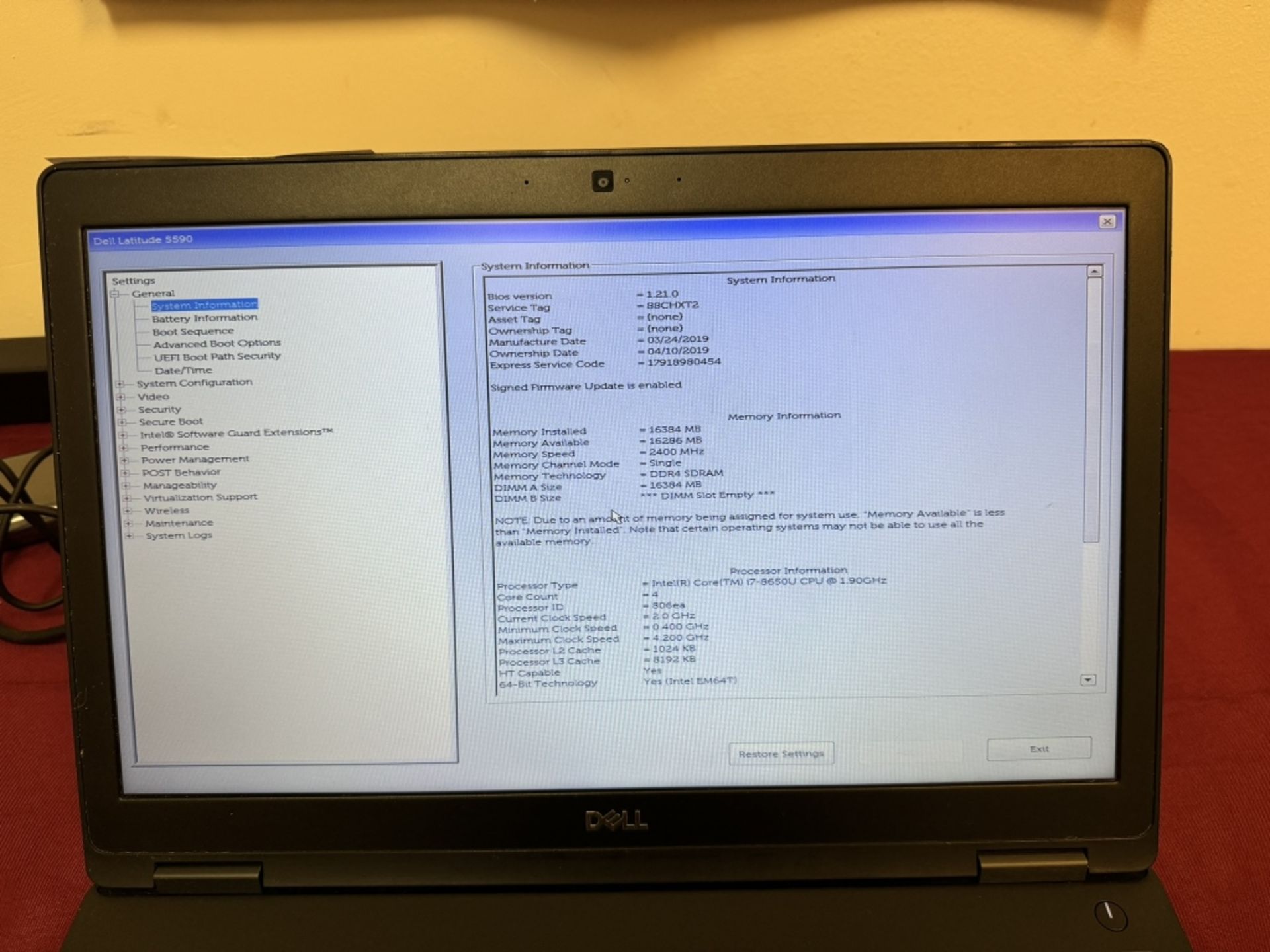 Dell Latitude 5590 Core i7-8th,16GB RAM 512GB SSD - Image 2 of 6